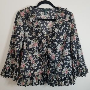 LAUREN JEANS CO. Floral Ruffle Blouse
